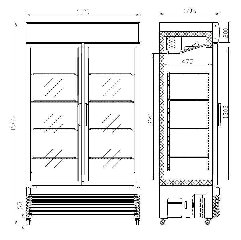 Combisteel Double Hinged Glass Door Fridge Merchandiser BEZ-750 GD 750Ltr - 7455.1390 Upright Double Glass Door Chillers Combisteel   