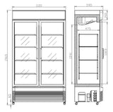 Combisteel Double Hinged Glass Door Fridge Merchandiser BEZ-750 GD 750Ltr - 7455.1390 Upright Double Glass Door Chillers Combisteel   