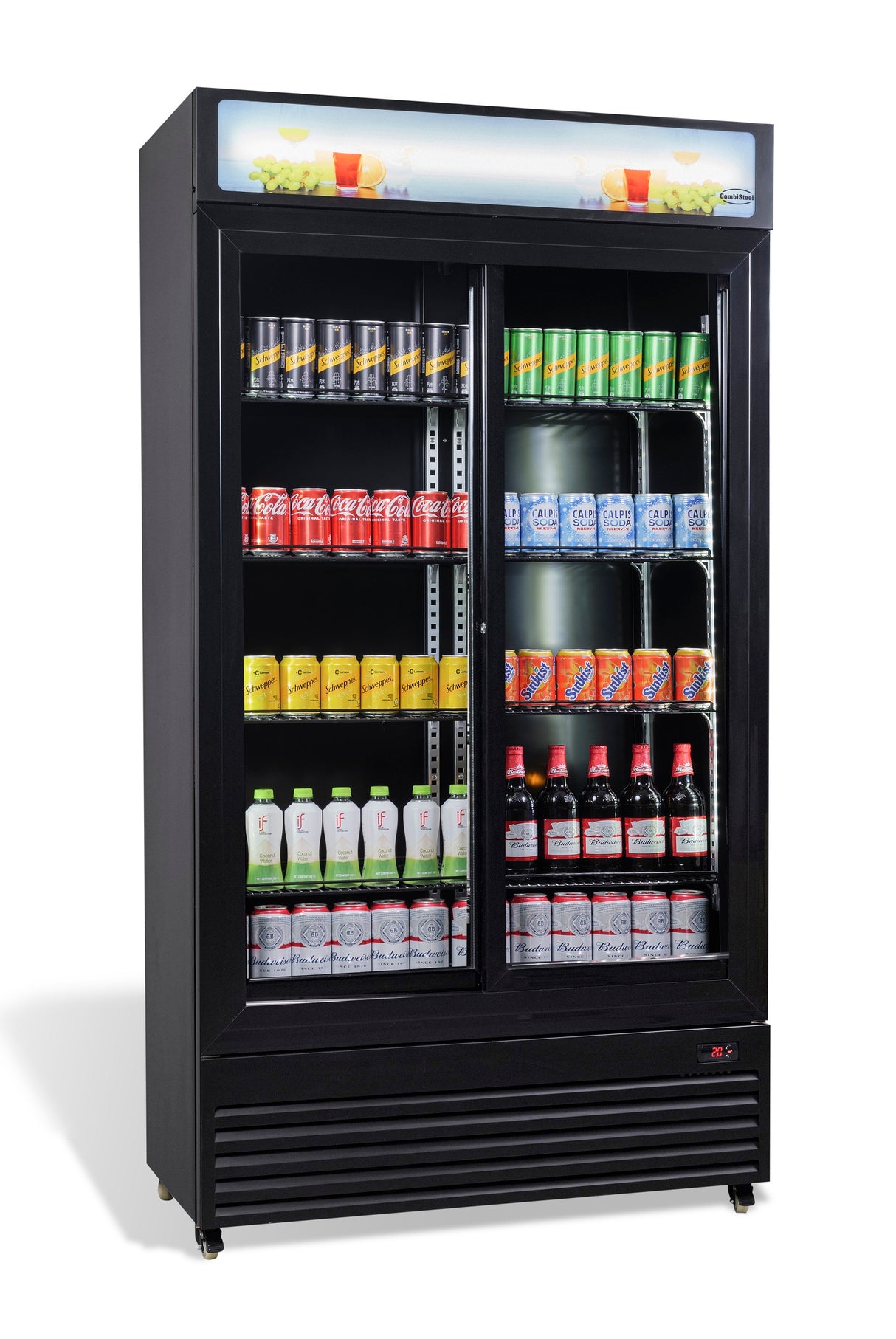 Combisteel Refrigerator With Sliding Glass Doors Bez-780 Sl Black - 7455.1398