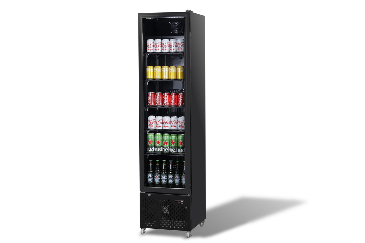 COMBISTEEL KÜHLSCHRANK MIT 1 GLASTÜR SCHWARZ NAP-250 | GERÄUSCHARM | 7455.1914