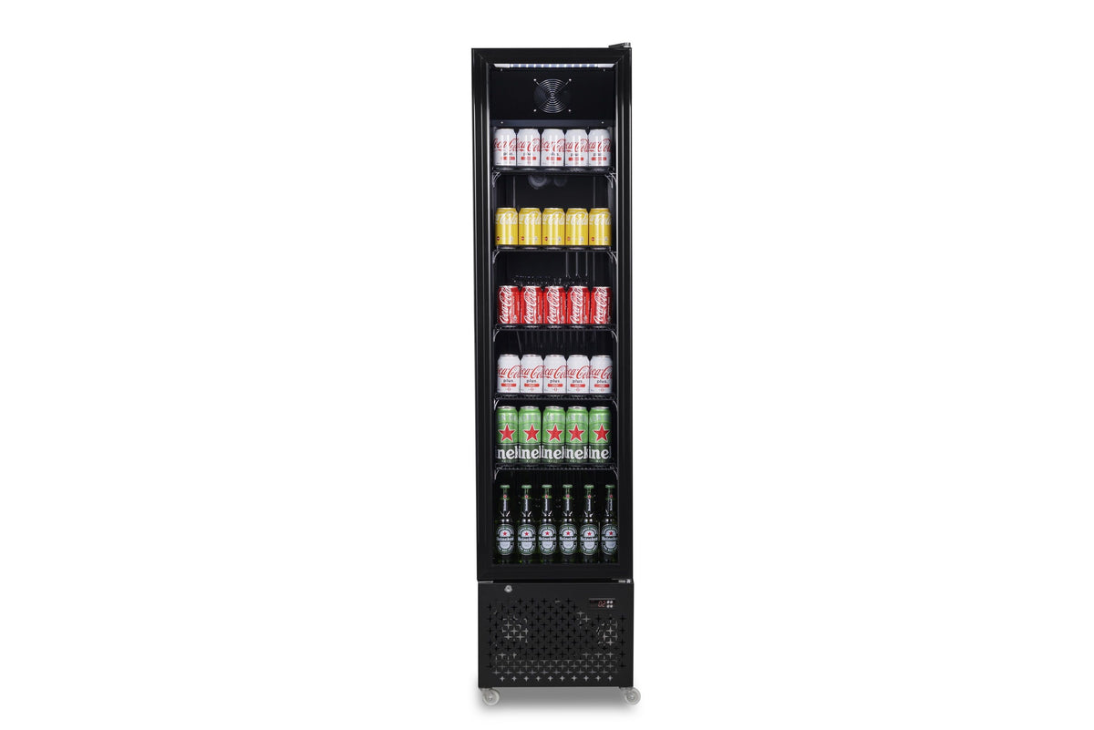 COMBISTEEL KÜHLSCHRANK MIT 1 GLASTÜR SCHWARZ NAP-250 | GERÄUSCHARM | 7455.1914