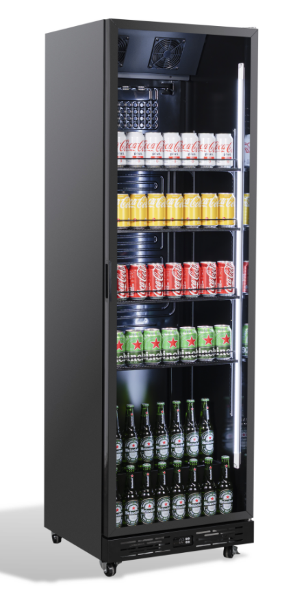 KÜHLSCHRANK 1 GLASÜR SCHWARZ NAP-360 | GERINGER GERÄUSCHPEGEL 43dB | COMBISTEEL