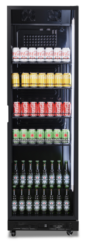 KÜHLSCHRANK 1 GLASÜR SCHWARZ NAP-360 | GERINGER GERÄUSCHPEGEL 43dB | COMBISTEEL