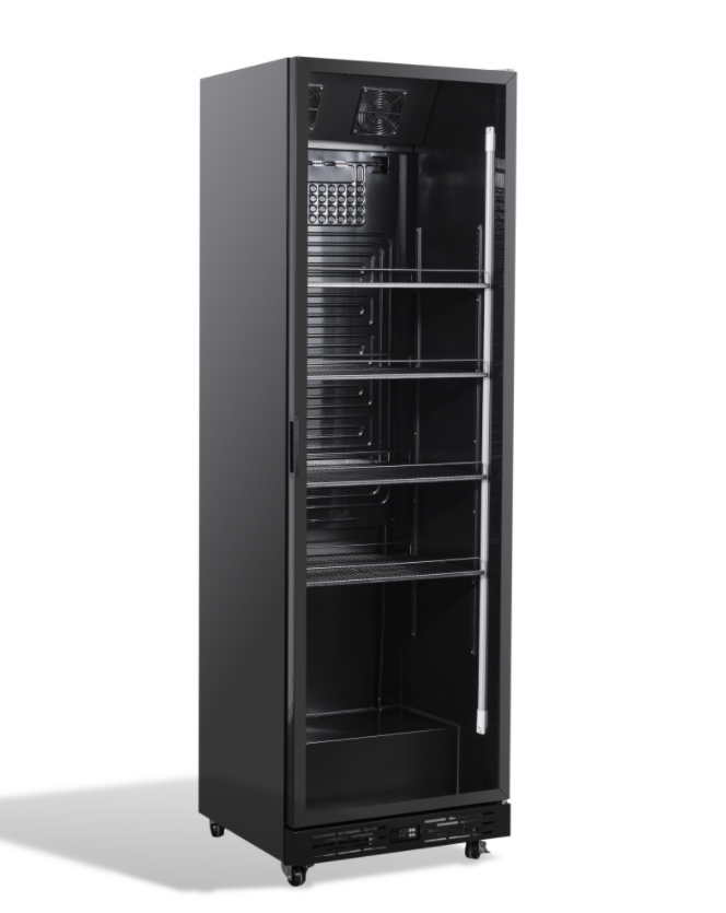 KÜHLSCHRANK 1 GLASÜR SCHWARZ NAP-360 | GERINGER GERÄUSCHPEGEL 43dB | COMBISTEEL