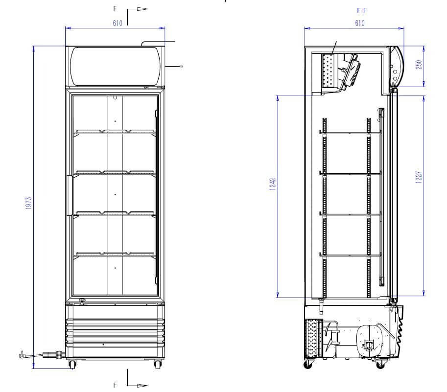 Combisteel Single Hinged Glass Door Bottle Fridge Merchandiser Black 360Ltr - 7455.2104 Upright Single Glass Door Chillers Combisteel   