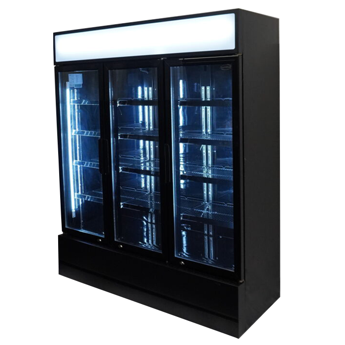 Combisteel Kühlschrank 3 Glastüren Schwarz Fcu-1200 Bl - 7455.2115