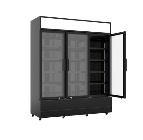 Combisteel Kühlschrank 3 Glastüren Schwarz Fcu-1200 Bl - 7455.2115