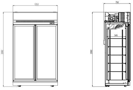 Combisteel Refrigerator 2 Glass Doors Black Ins-1000R Bl - 7455.2405