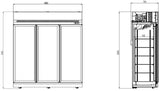 KOELKAST 3 GLASDEUREN INS-1530R - COMBISTEEL