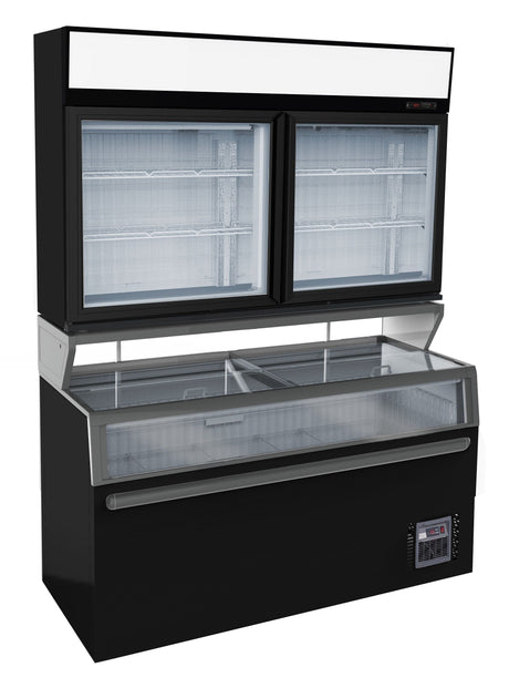 Combisteel Supermarket 2 Door Wall Chiller Fridge With Under Freezer - 7455.2510 Display Chest Freezers Combisteel   