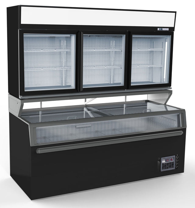 Combisteel Supermarket 3 Door Wall Chiller Fridge With Under Freezer - 7455.2515 Display Chest Freezers Combisteel   