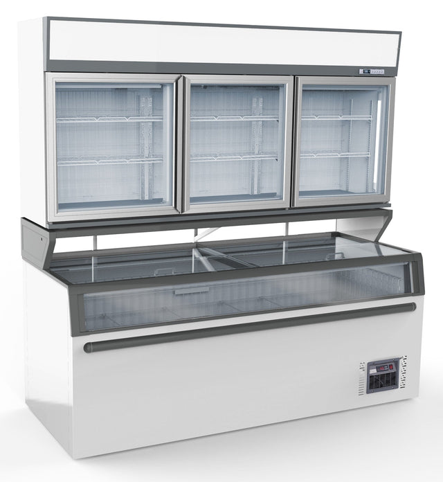 Combisteel Wall Mounted Freezer Unit White 3 Glass Doors - 7455.2525 Refrigerated Merchandisers Combisteel