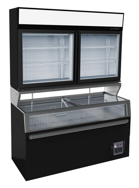 Combisteel Wall Mounted Freezer Unit Black 2 Glass Doors - 7455.2530 Refrigerated Merchandisers Combisteel