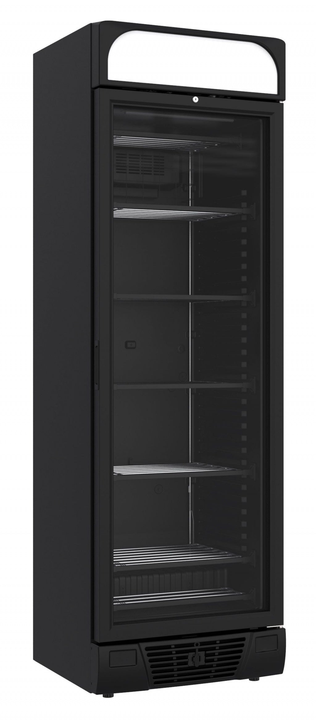 Combisteel Single Glass Door Display Freezer 382 Litre with Canopy Black - 7464.0060 Upright Glass Door Freezers Combisteel   