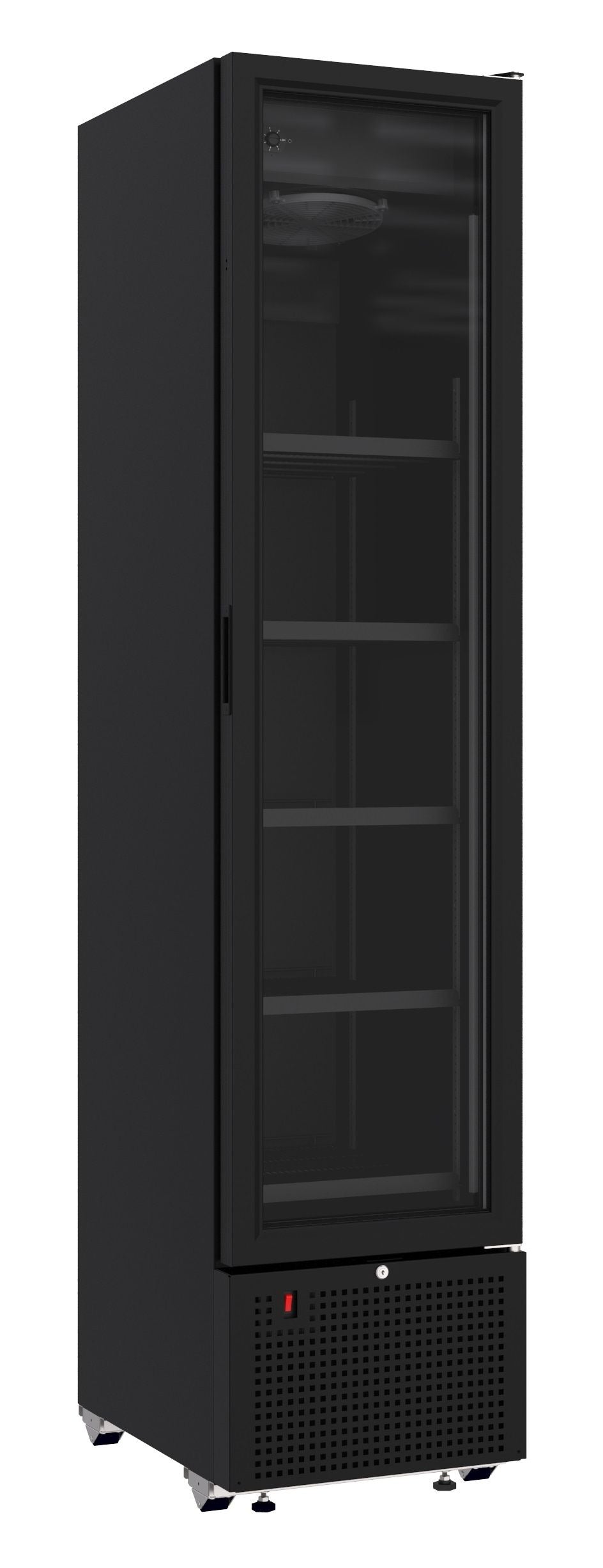 Combisteel Single Door Slimline Bottle Fridge Merchandiser Black 348 Litre - 7464.0210 Upright Single Door Bottle Coolers Combisteel   