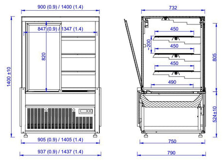 Combisteel Nero Deli Patisserie Flat Glass Display Fridge - 7486.0090 Refrigerated Floor Standing Display Combisteel   