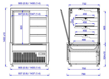 Combisteel Cold Display Nero 1.4 - 7486.0095