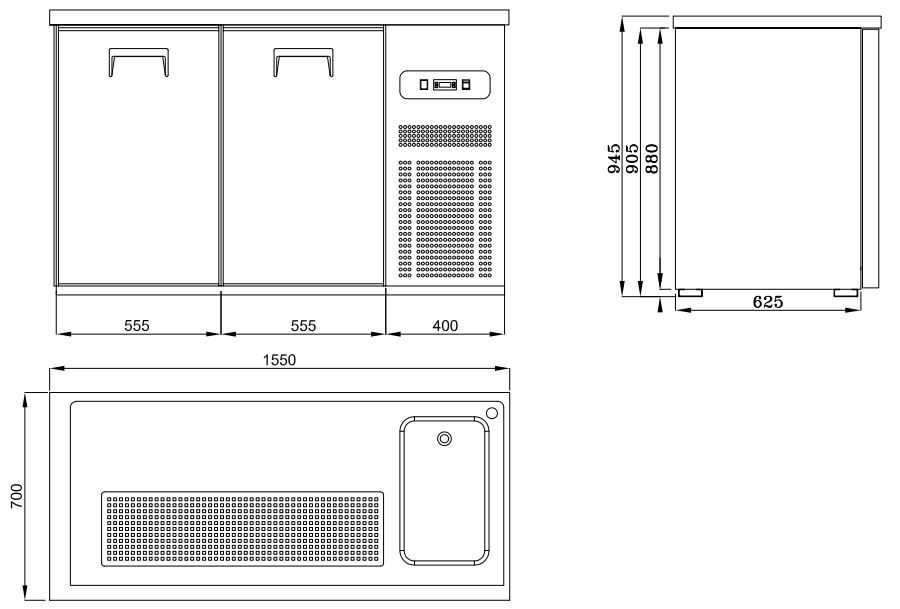 Combisteel Double Door Bottle Cooler Beer Tap Counter - 7489.5310 Bottle Cooler Beer Tap Counters Combisteel   