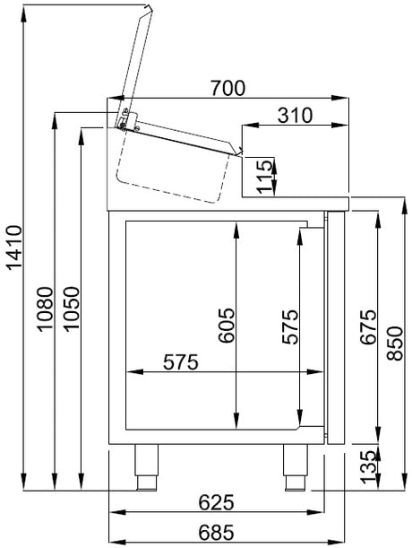 Combisteel Saladette 2 Doors 7X 1/3GN Container - 7489.5140