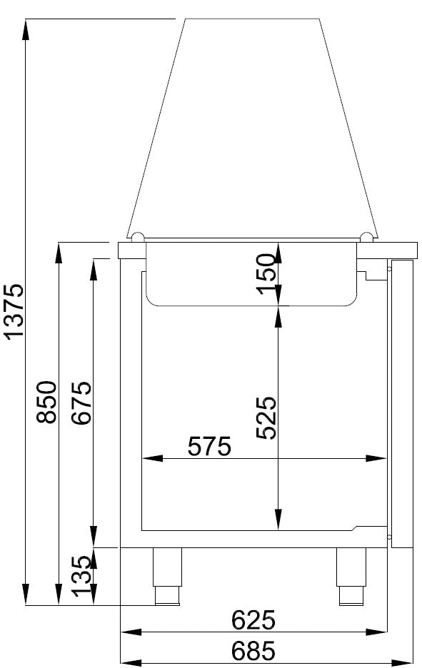 Combisteel Saladette 2 deuren 3X 1/1GN container - 7489.5150