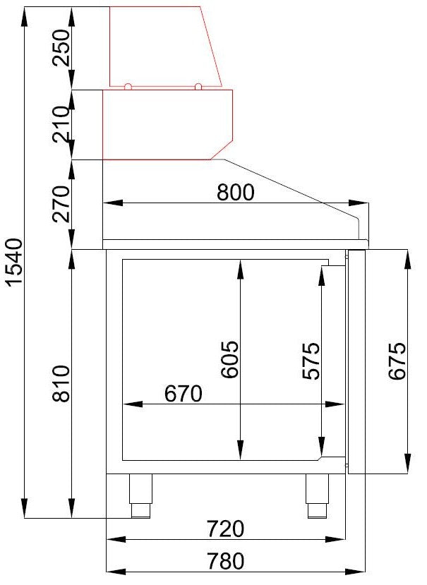 Combisteel Pizzatheke 1 Tür 5 Schubladen - 7489.5230