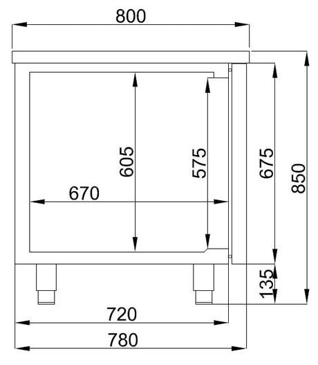 Combisteel Gekoelde Bakkerijtoonbank 2 Deuren - 7489.5250