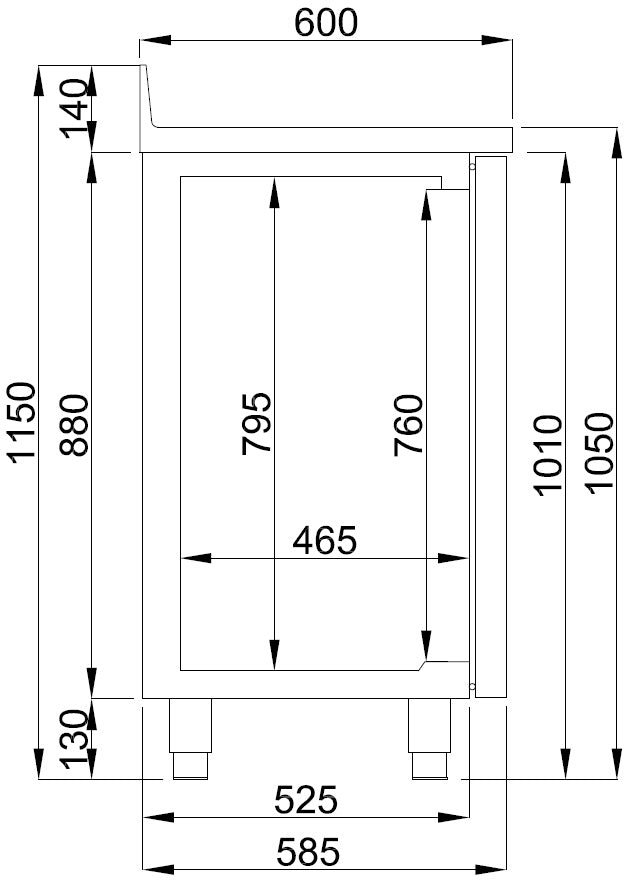 Combisteel 600 Koelwerkbank 2 Deuren Met Afvallade Voor Koffie - 7489.5260