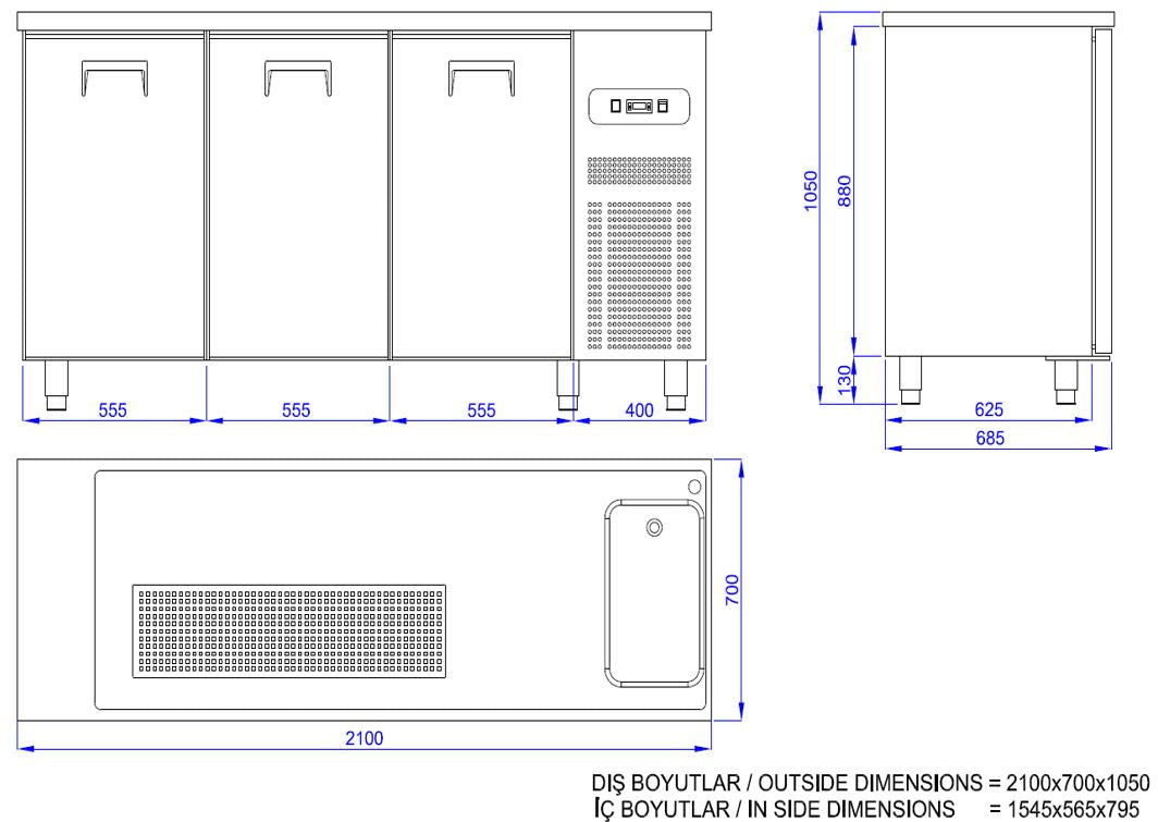 Combisteel Biervitrine 3 Deuren 1R - 7489.5330