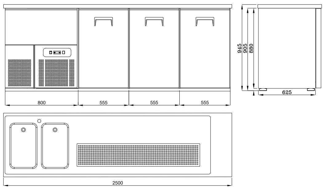 Combisteel Beer Counter 3 Doors 2L - 7489.5345