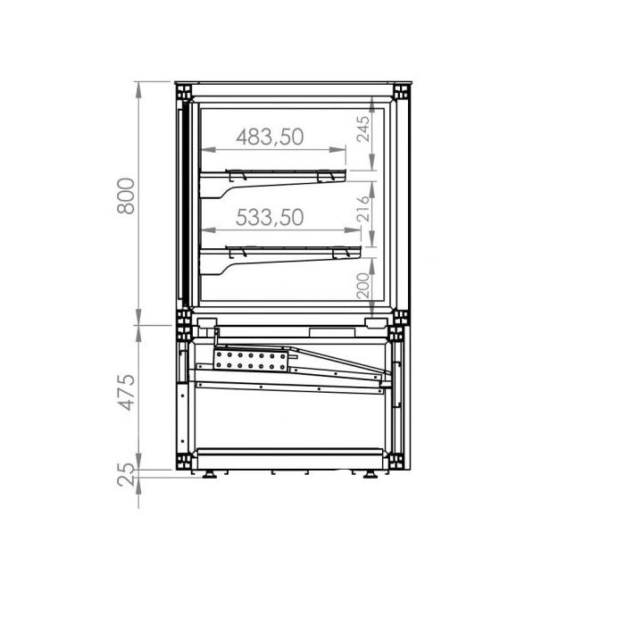 Combisteel Deli Patisserie Kühlschrank mit flacher Glasvitrine, 450 l - 7489.5460