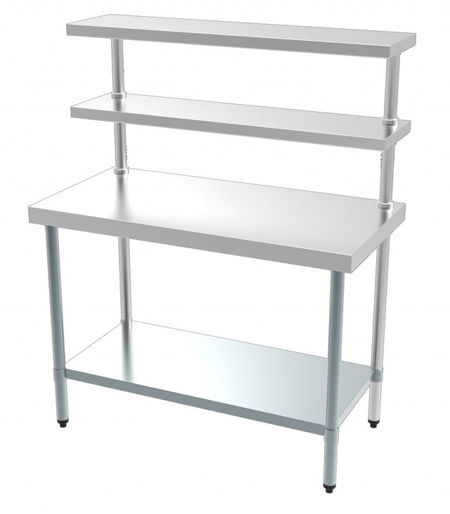 Combisteel Stainless Steel Worktable with Double Overshelf 1800mm Wide - 7490.0110 Stainless Steel Tables with Overshelf Combisteel   