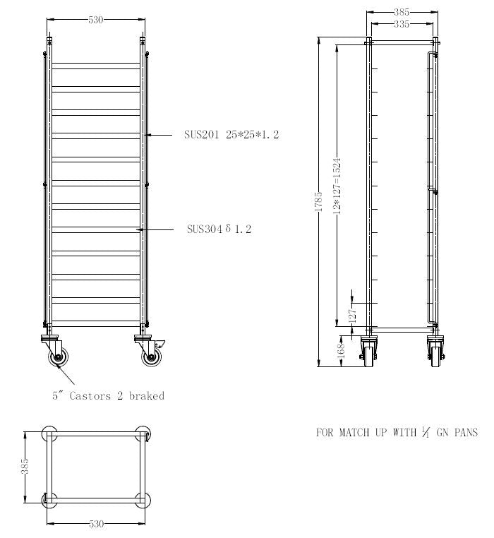 Combisteel Afruimwagen Plat Verpakt 1/1GN - 7490.0260