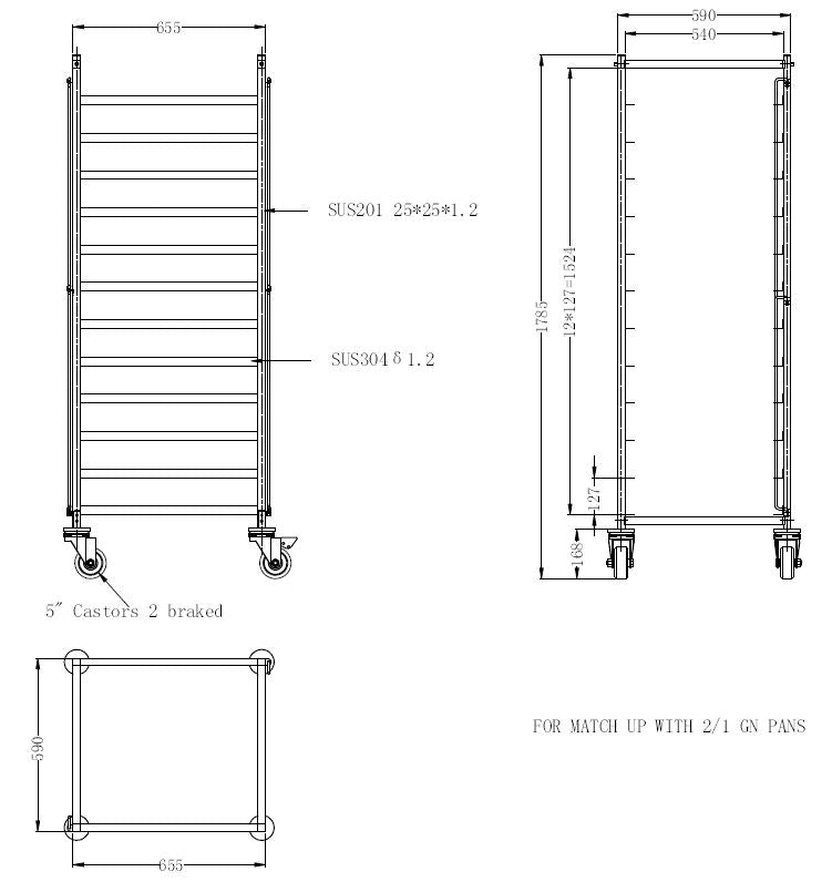 Combisteel Clearing Trolley Flat-Packed 2/1GN - 7490.0265