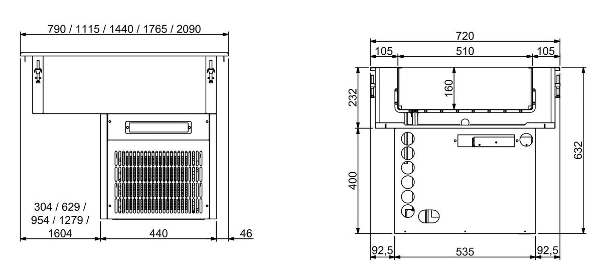 DROP-IN GEKOELDE BAK 2/1 - 160MM - COMBISTEEL