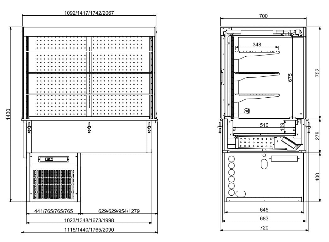 Combisteel Drop-In Cubic Refrigerated Display Wall Model - Roll-Up 3/1 - 7495.0165