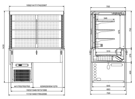 Combisteel Drop-In Cubic Refrigerated Display Wall Model - Roll-Up 3/1 - 7495.0165