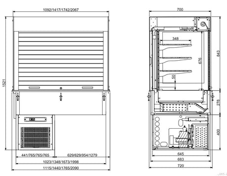 Combisteel Drop-In Cubic Koelvitrine Wandmodel - Jaloezieën 5/1 - 7495.0190