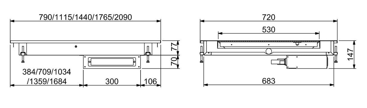 DROP-IN VERWARMDE KERAMISCHE PLAAT 2/1 - ZWART - COMBISTEEL