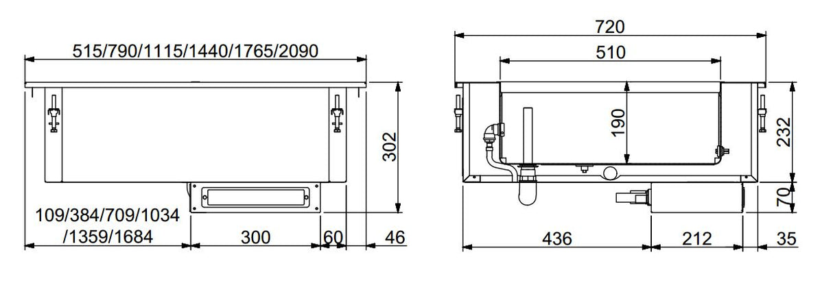 Combisteel Drop-In Bain-Marie-Einheit 2/1 - Automatische Wasserbefüllung - 7495.0285