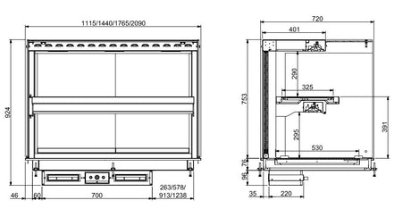 Combisteel Drop-In Cubic Verwarmde Keramische Display - Zwart 3/1 - 7495.0330