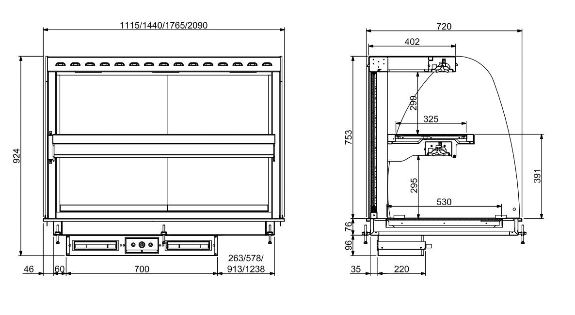 Combisteel Drop-In gebogen verwarmde keramische display - Zwart 3/1 - 7495.0390