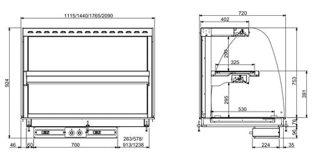 Combisteel Drop-In Curved Heated Ceramic Display Wall Model - Black 3/1 - 7495.0420