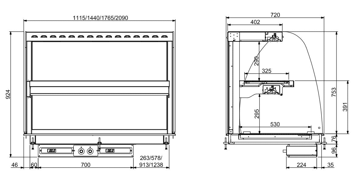 DROP-IN WANDMODEL WARMVITRINE KERAMISCH GEBOGEN - ZWART 4/1 - COMBISTEEL