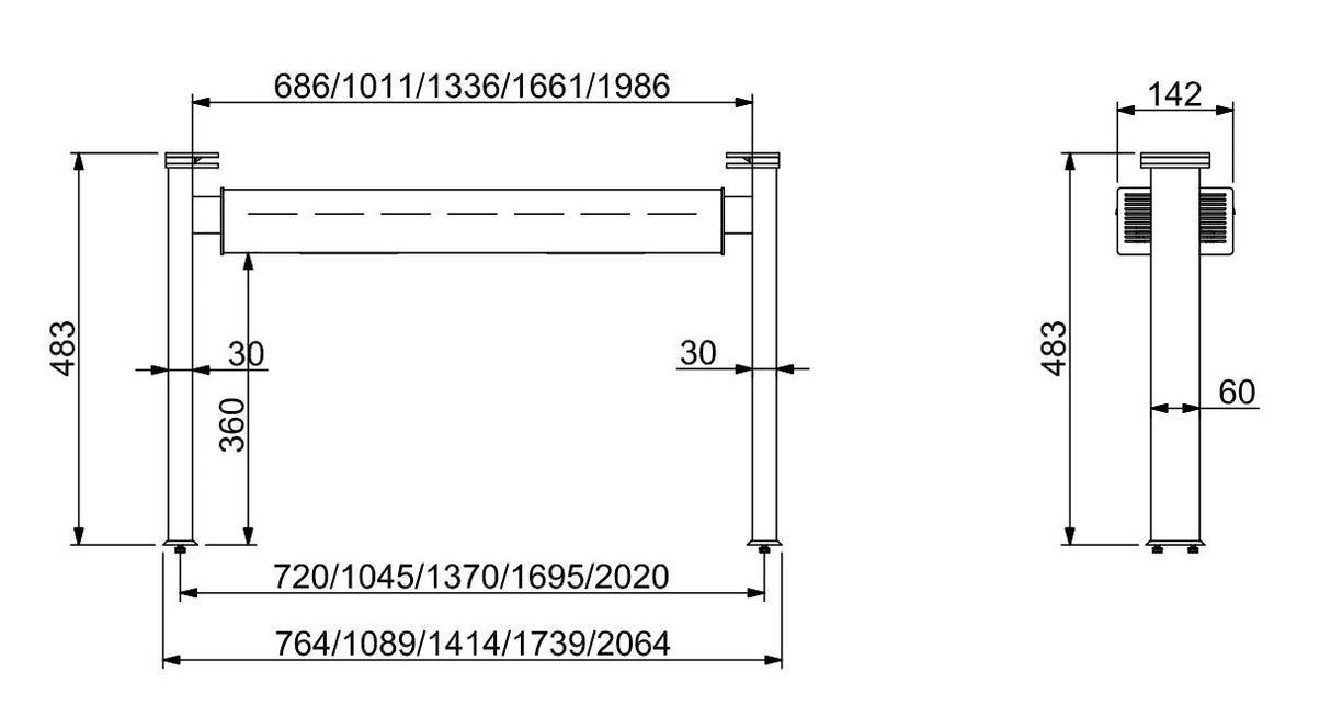 Combisteel Verlichtingsbalk Met Keramische Verwarming 2/1 - 7495.0470