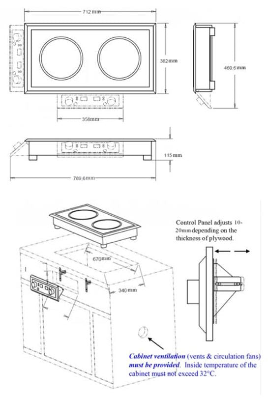 Combisteel Einbau-Induktionsherd 2 Kochfelder - 7505.0020