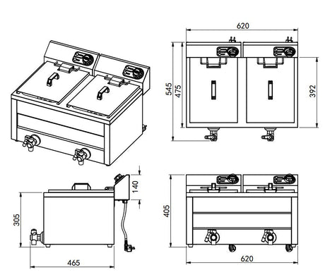 Combisteel Elektrische Friteuse 2X8L 2X3Kw - 7518.0205