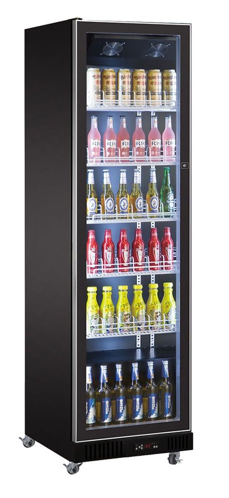 Combisteel Single Hinged Glass Door Fridge Merchandiser Black - 7526.0005 Upright Single Glass Door Chillers Combisteel   