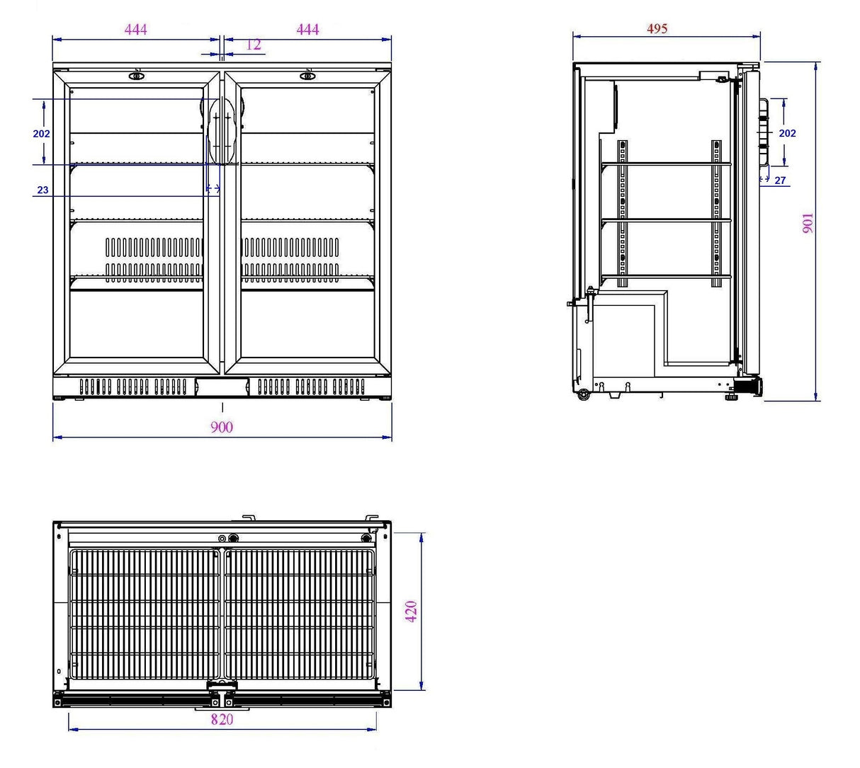 Combisteel Backbar Cooler Zwart 2 Deuren - 7527.0010