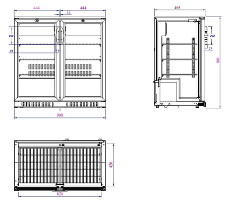 Combisteel Backbar Kühler Schwarz 2 Türen - 7527.0010