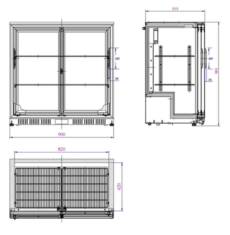 Combisteel Backbar Cooler Black 2 Sliding Doors - 7527.0020